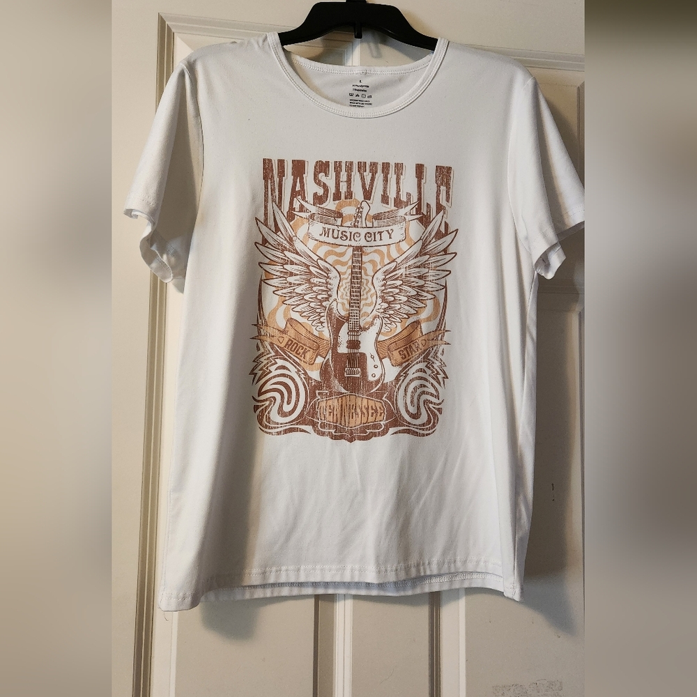 Nashville Music City Graphic T-Shirt - White